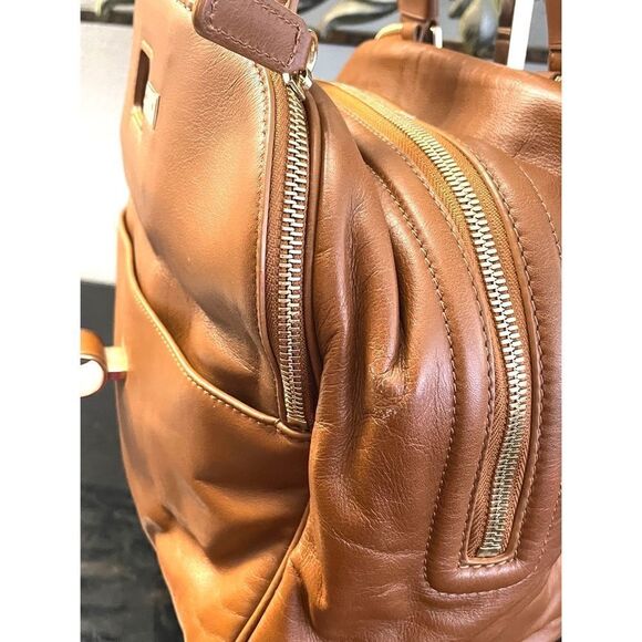 JIMMY CHOO Justine Handbag/Tote Chestnut/Tan Leather Double Strap Shoulder Bag - Picture 10 of 15